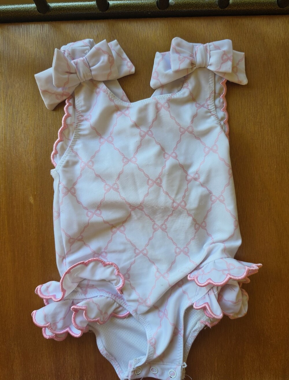 Toddler Girls Size 2t Pink Bow One-Piece Swimsuit